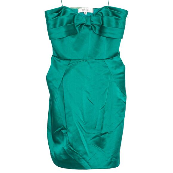 Badgley Mischka Collection Dress Preppy Retro Mermaid Glam Strapless Emerald 6 - Picture 1 of 4